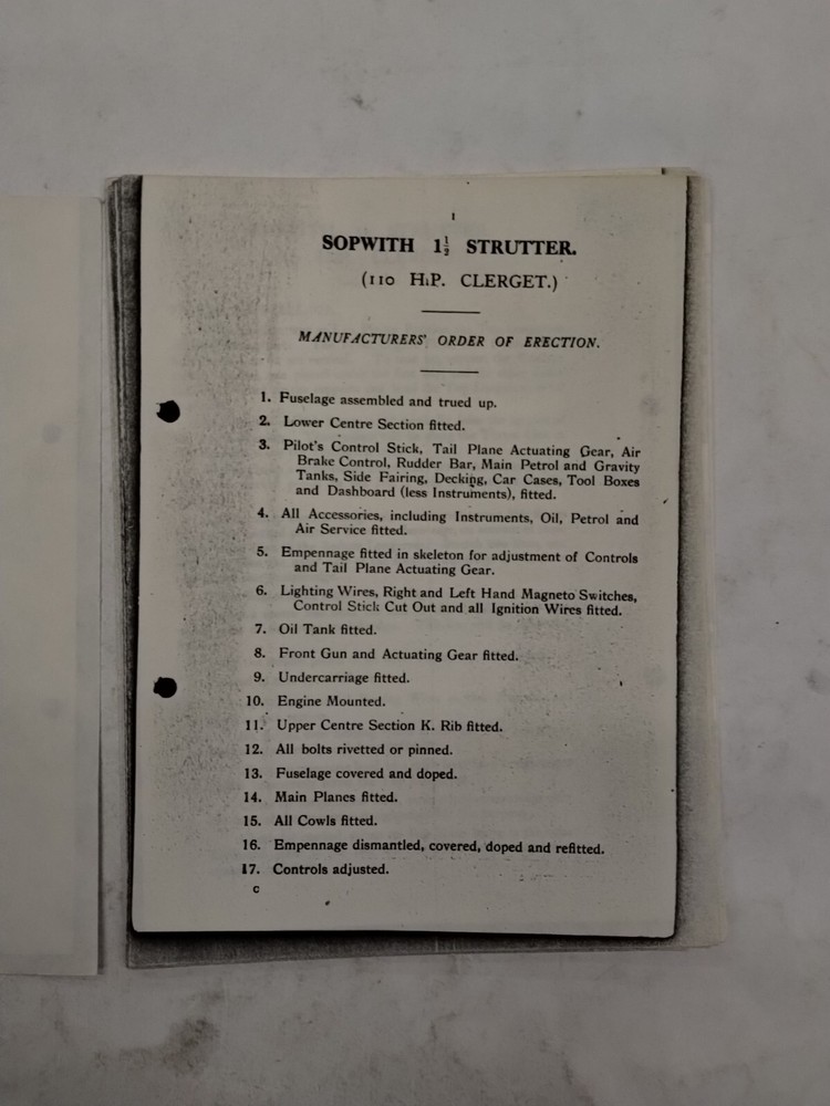 Sopwith 1 1/2 Strutter (110 H.P. Clerget) Rigging Notes-Copy