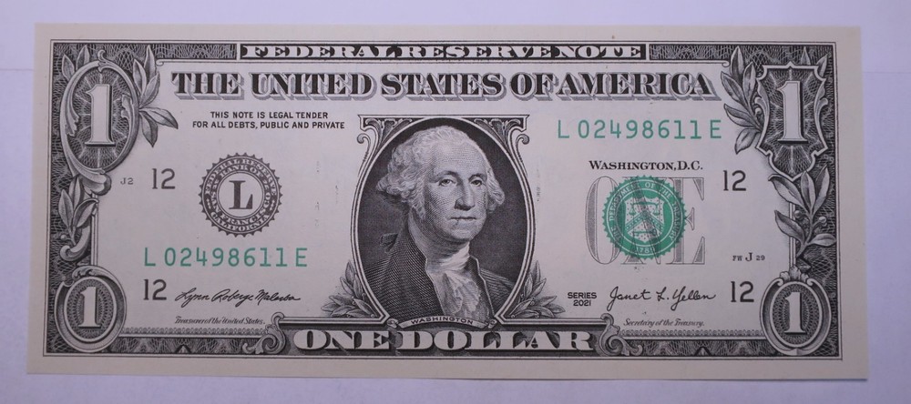 2021 Series $1 Dollar Ink Bleed Through Error Uncirculated Note