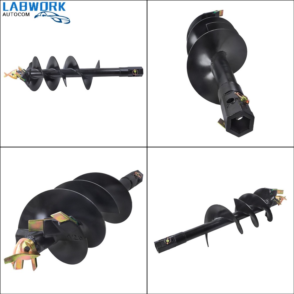 Attachments 12" x 48" Auger Bit for Post Hole Digger, 2" Hex Connect