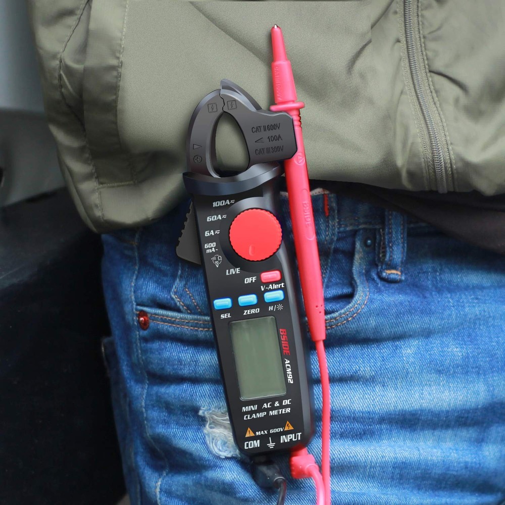 ACM92 Mini Clamp Meter AC DC Current 100 Amp Auto Range Digital Black