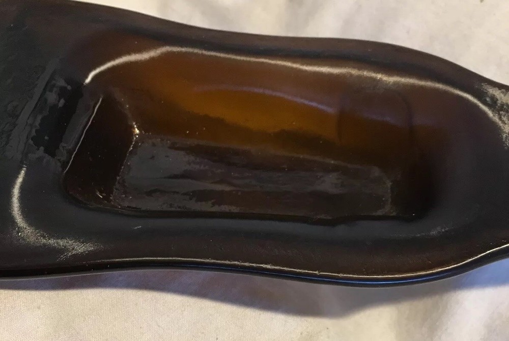Flat Melted Beer Bottle Ashtray Candy Dish Brown Sam Adams Light *Excellent+++