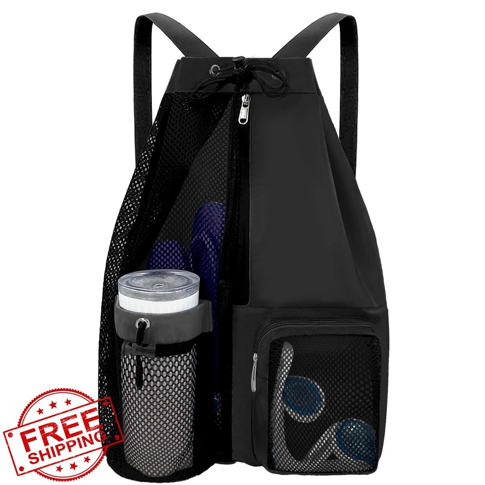YUHAN Beach Backpack Wet Pocket Drawstring Mesh Bag Waterproof Pool