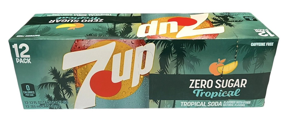 7 Up Zero Sugar Tropical Flavored Soda 12 pack