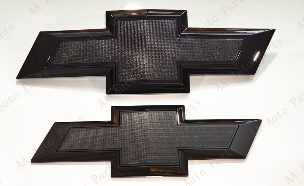 Front Rear Gloss Black Bowtie Emblem 2022-2023 Refreshed Chevy Silverado 1500
