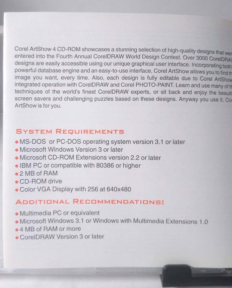 Corel Art Show 4 PC CD-ROM Photo Editing Software Art