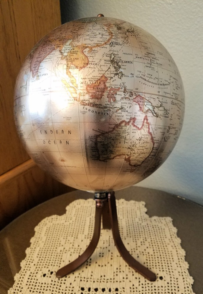 Preowned 14 inch Copper Colored Tabletop Globe