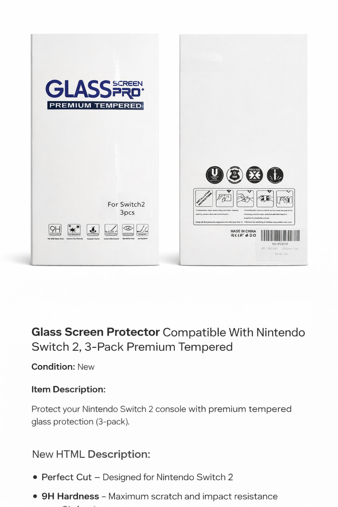 Glass Screen Pro Nintendo Switch 2 Screen Protector 3 Pack Premium Tempered Glas