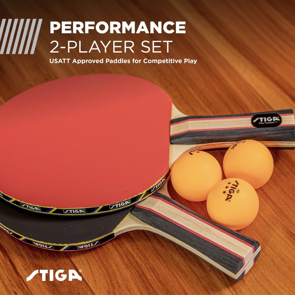 STIGA Performance 2 or 4 Player Table Tennis Set – USATT Approved Rackets