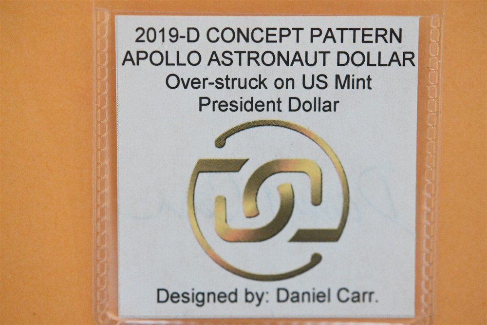 2019-D Apollo Astronaut "golden" Concept dollar prototype Daniel Carr W/insert