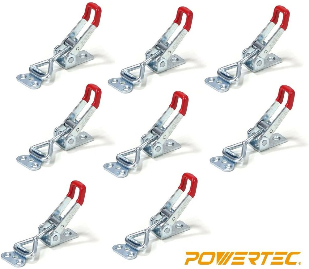 POWERTEC Pull Action Latch Toggle Clamp Red Vinyl Handle-220 lbs Capacity-8pcs
