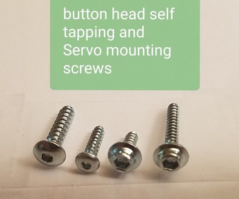 #2 Servo Mounting Screws and #2 Button Head Self Tapping + 50 Nylon Washers.