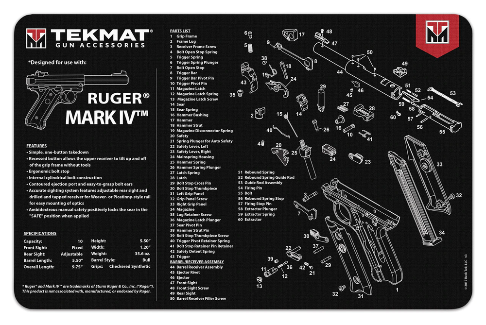 TekMat Handgun Cleaning Mat Ruger Mark IV