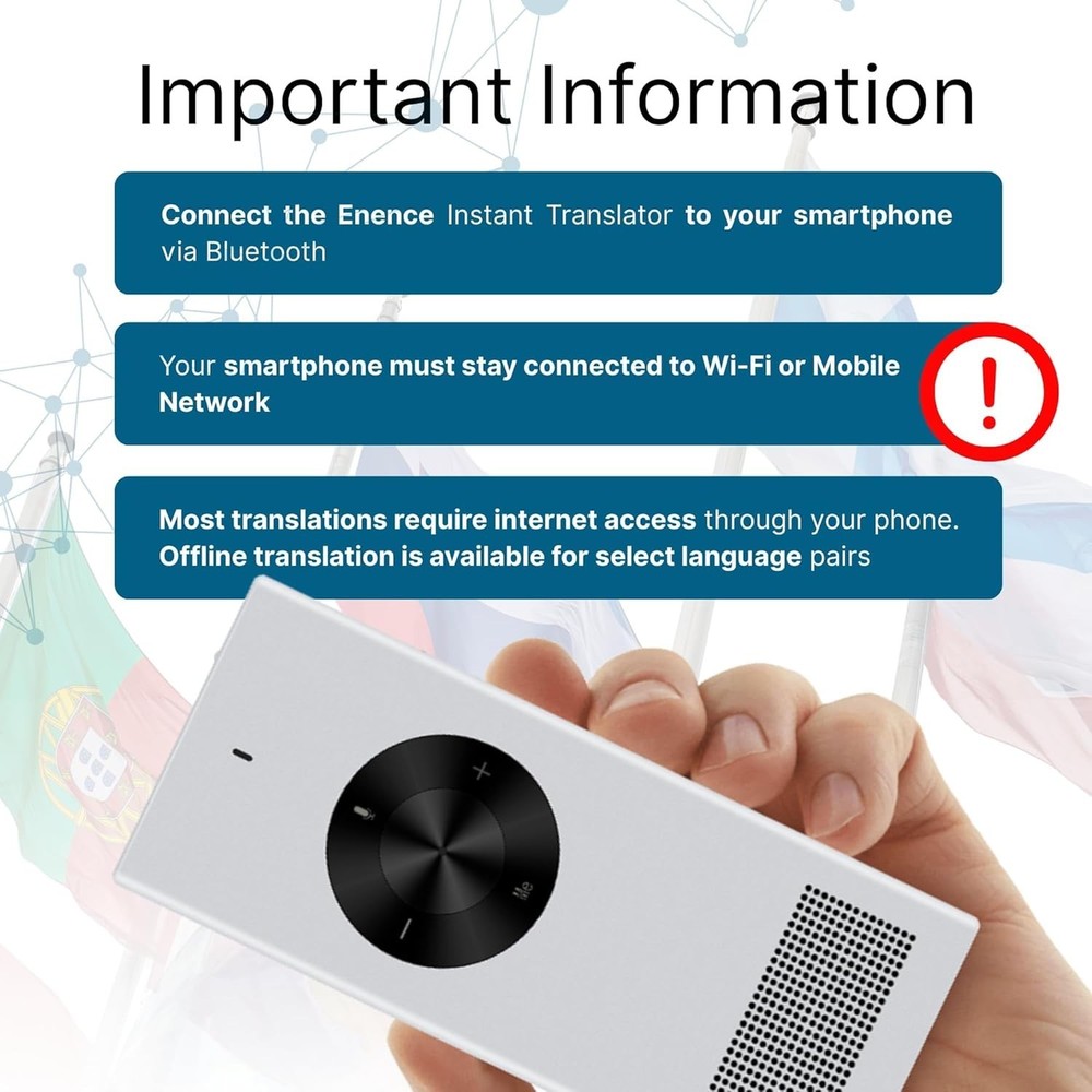 Instant Pocket Language Translator - Support for 60+ Languages & 8 Hours Battery