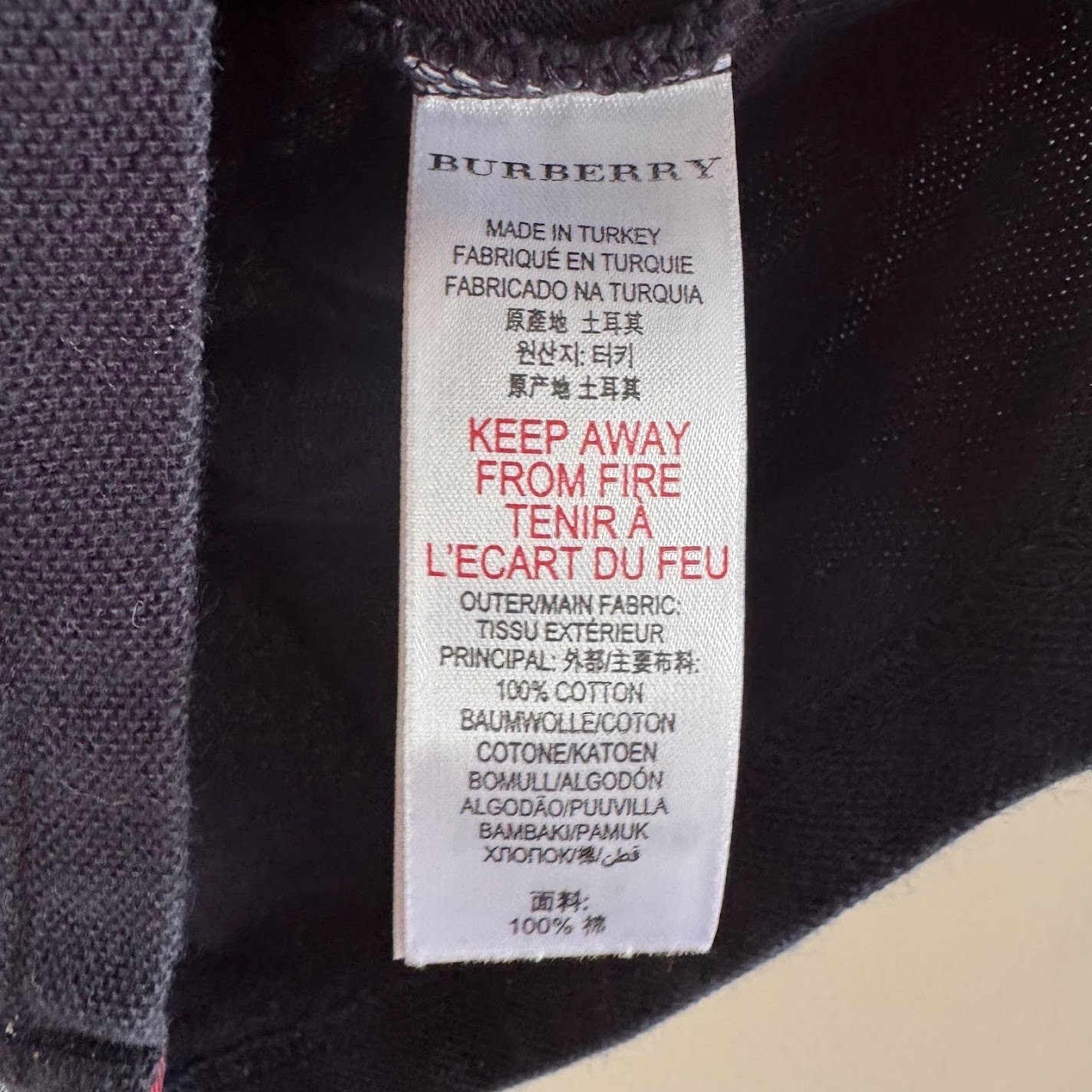 Burberry Children's Navy Blue Button Polo Shirt Plaid Collar Kids Size 4