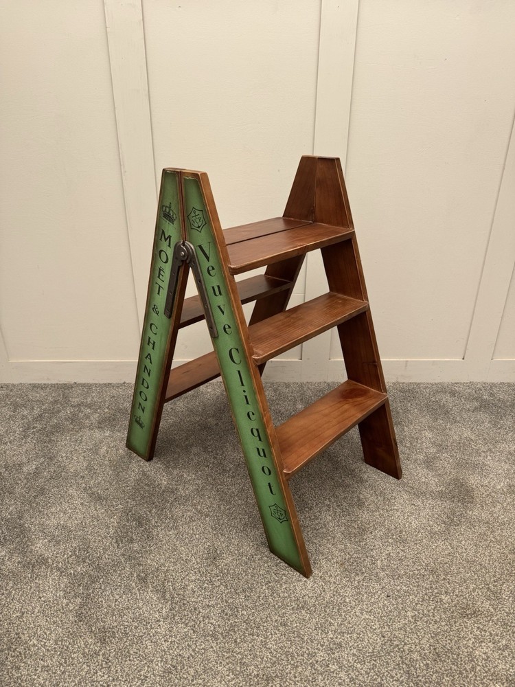 Vintage Style Pine Step Ladder Folding Kitchen Steps