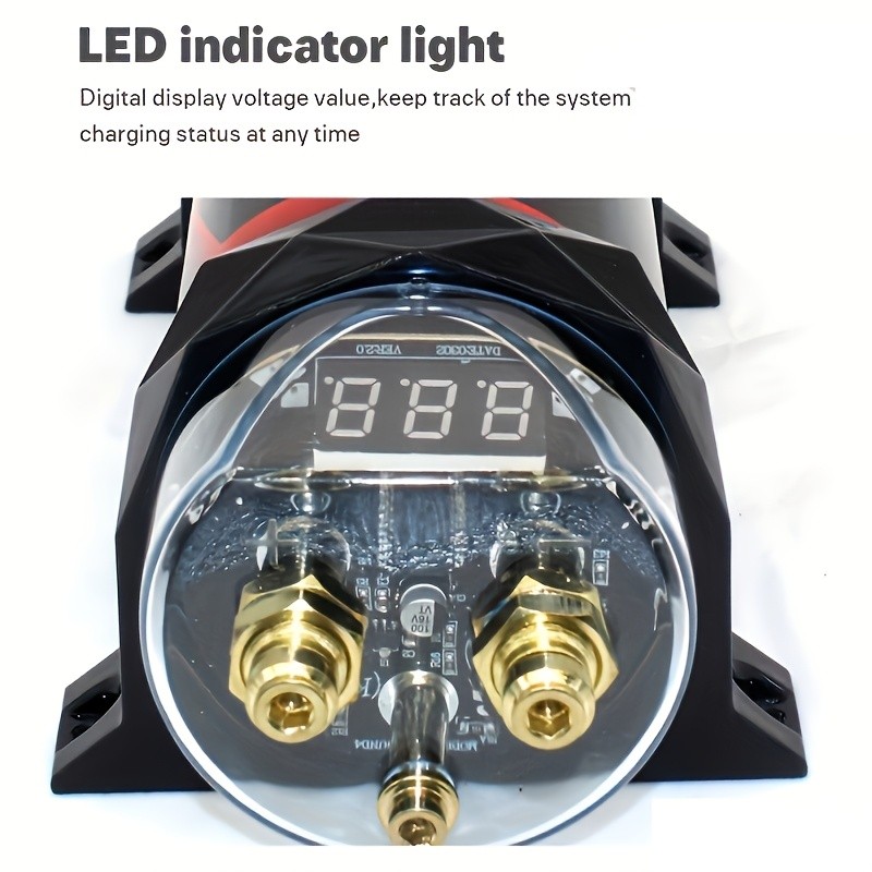 Car Audio Capacitor 5.0 Farad Digital Capacitor - 3000W Peak Protection for Amp