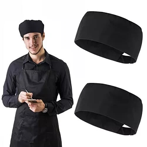 2Pcs Unisex Chef Hats Kitchen Cooking Food Service Caps Chef Hats Adjustable