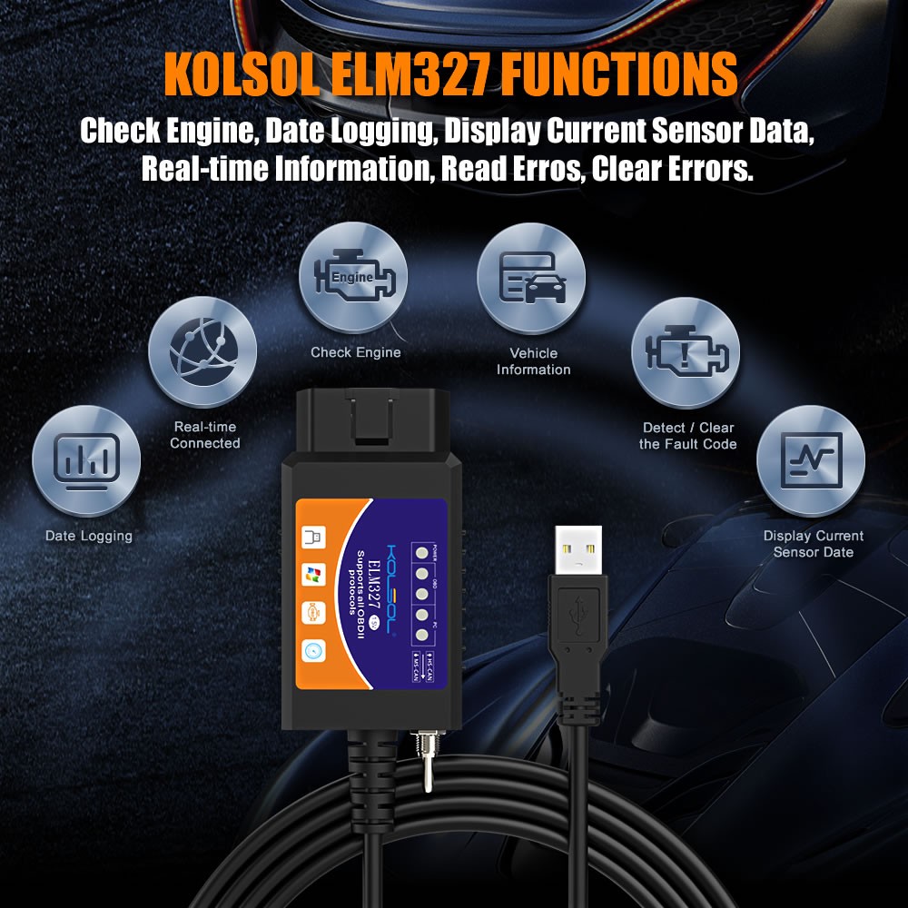 For Ford FORScan OBD2 Code Reader ELM327 V1.5 USB Modified Scanner HS/MS CAN US