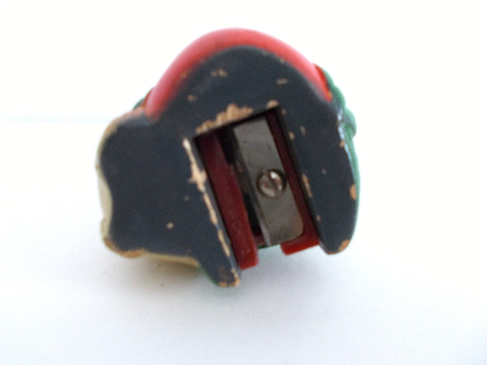 RABBIT pencil sharpener - composite bunny & red vegetable radish?