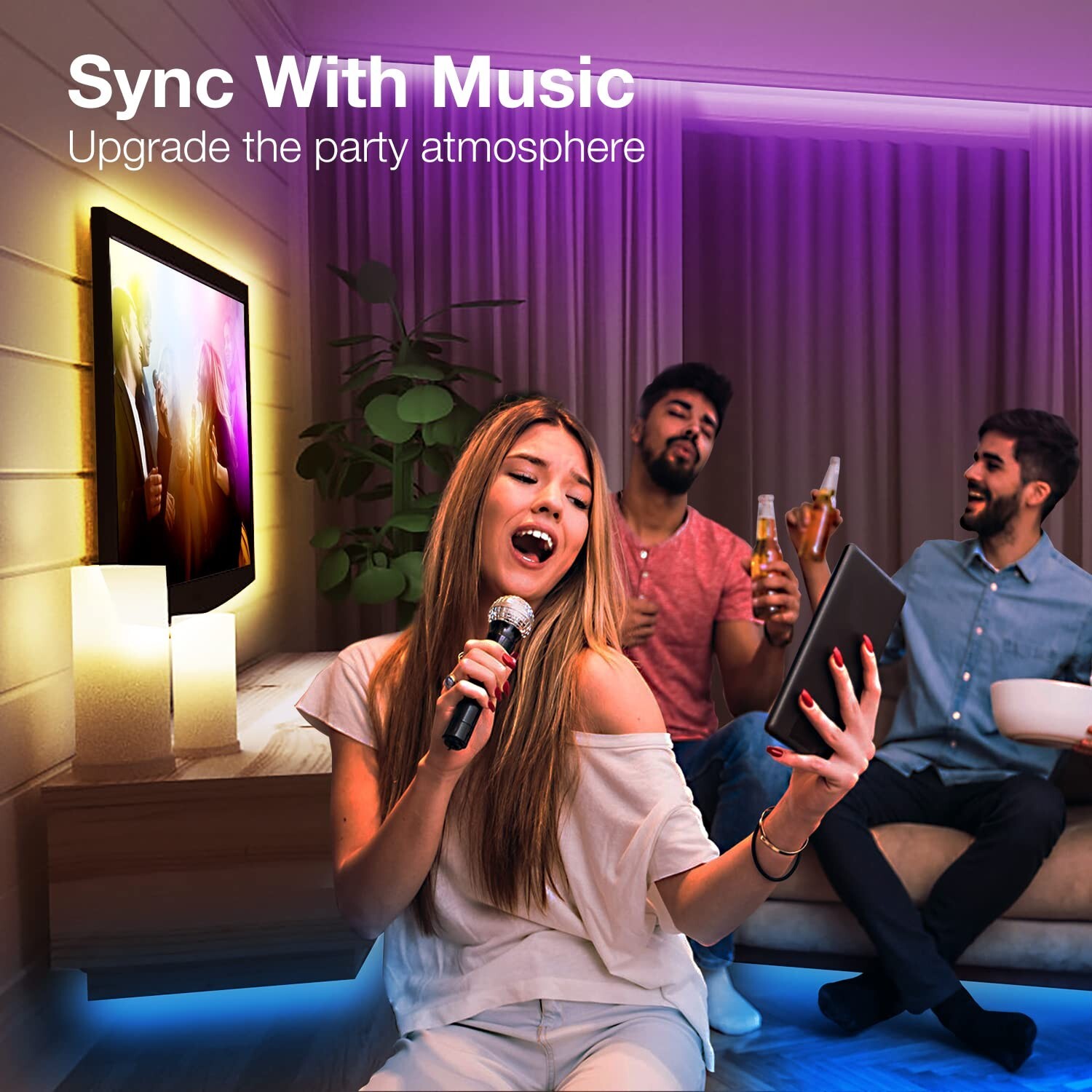 100Ft Smart Wifi Led Strip Light for Bedroom Work with Alexa and Google Color Ch