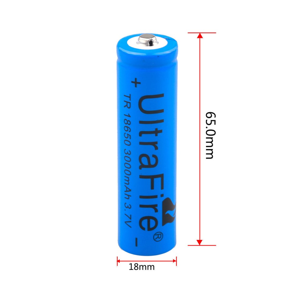 3.7V Button Top Rechargeable Battery 3000mAh Lithium For Flashlight
