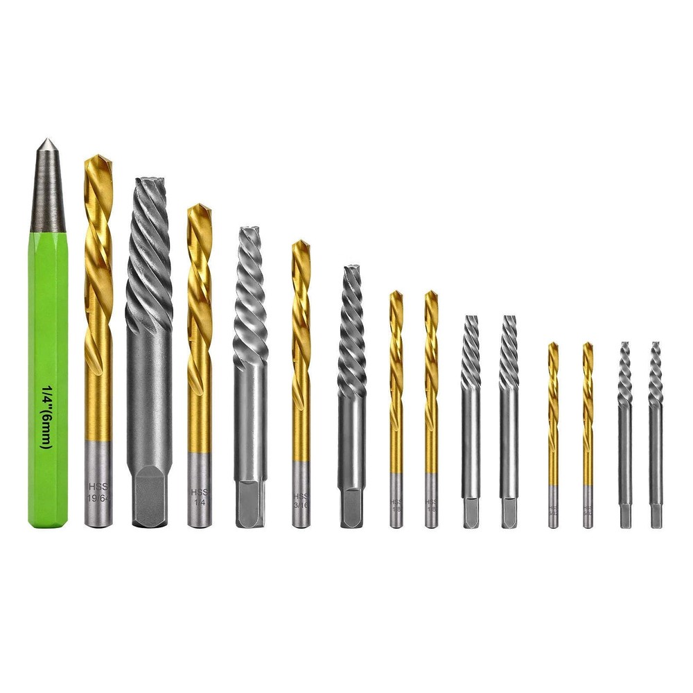 Screw Extractor Kit with CR-MO Extractor Tools & Reverse Bits for Industrial Use