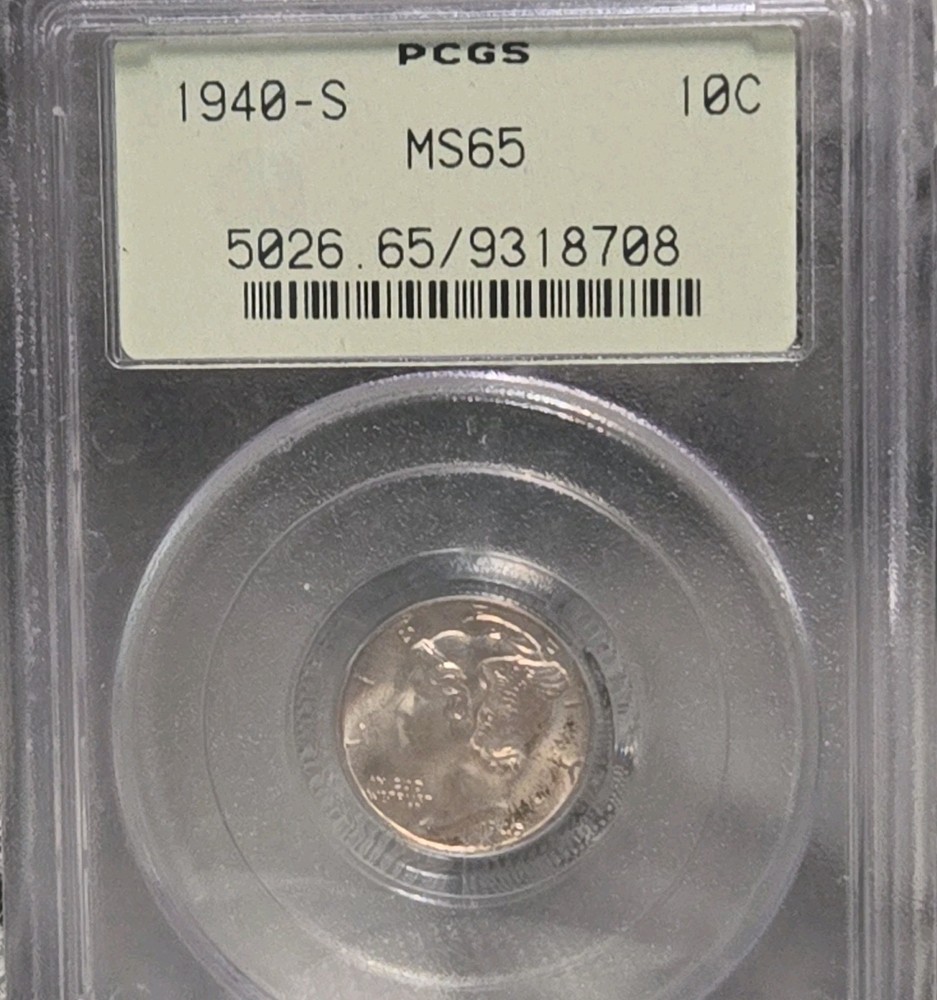 1940 S Mercury Dime PCGS MS65