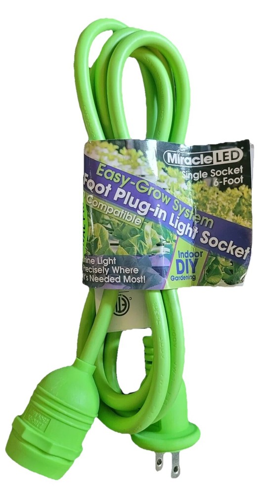 NEW - Miracle LED 6 Foot Single Socket Plug-in Light Socket for Grow Lite