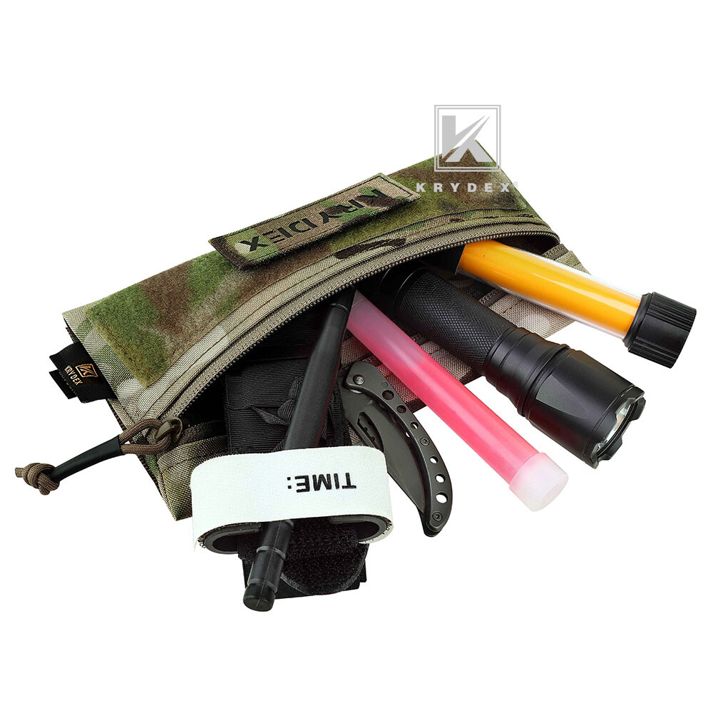 KRYDEX Tactical Front Candy Pouch Zipper Pack Hook Back for Chest Rig Multicam