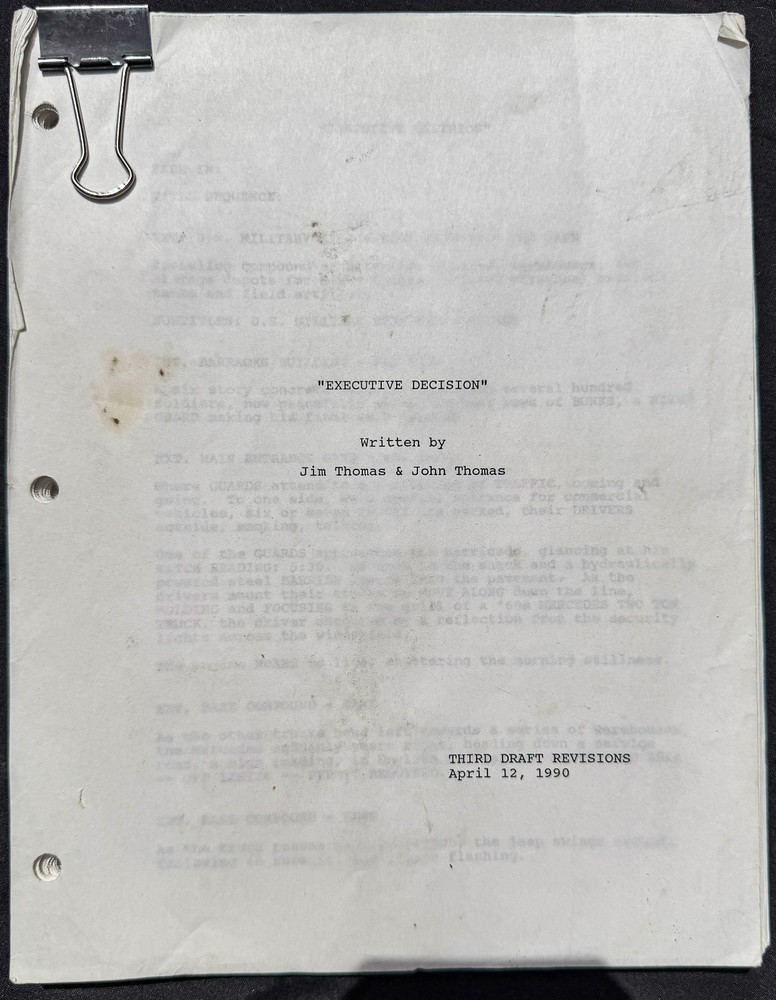 Executive Decision Screenplay Written by Jim & John Thomas 3rd Draft April 1990