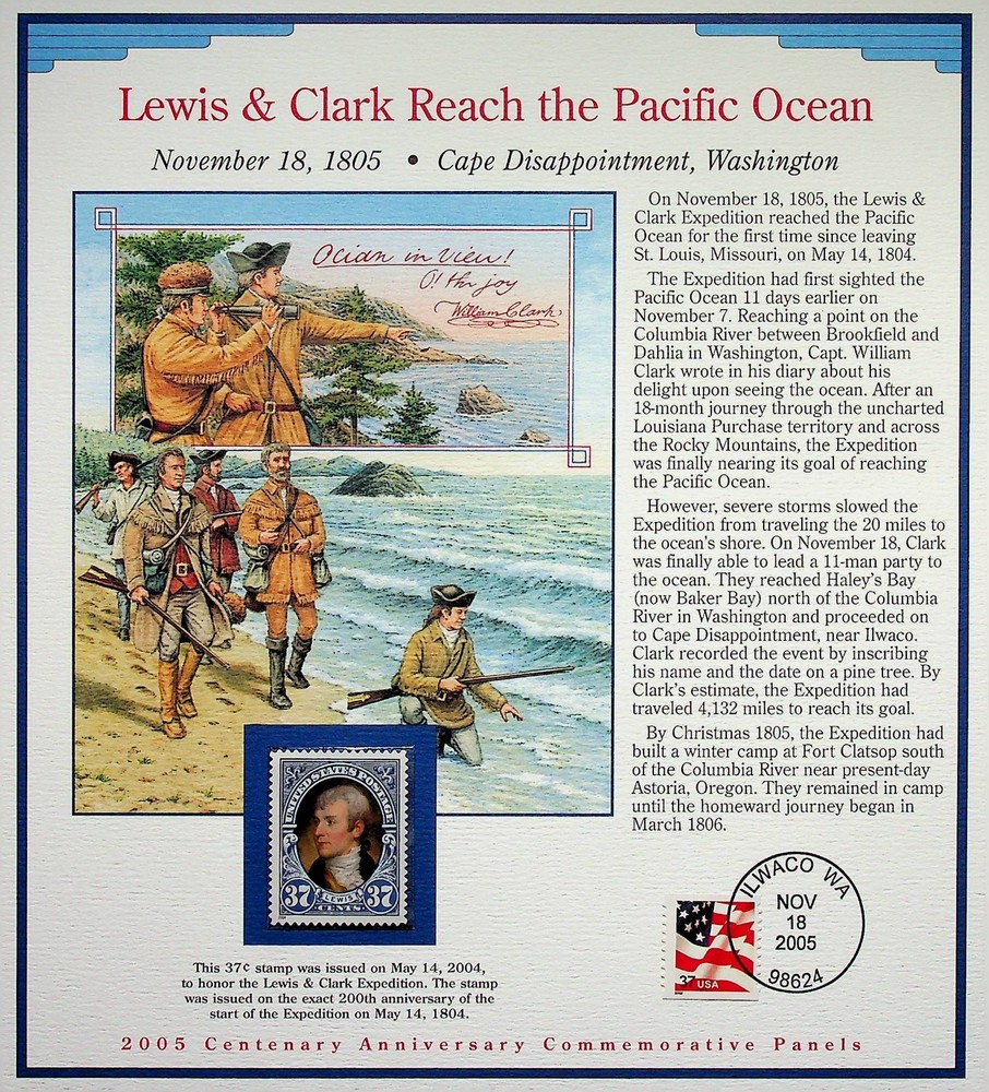 Lewis & Clark Reach the Pacific Ocean Stamp Panel • 2005 Centenary Commemorative