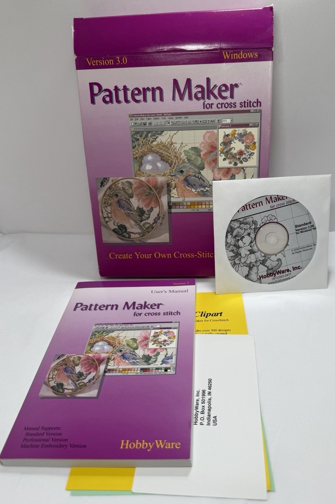 HobbyWare Pattern Maker for Cross Stitch Version 3.0 & Clipart Windows CD