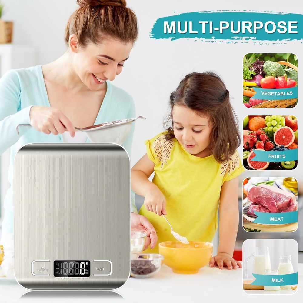 Food Scale, 11lb Kitchen Scale with 6 Units Tare Function & LCD Display,
