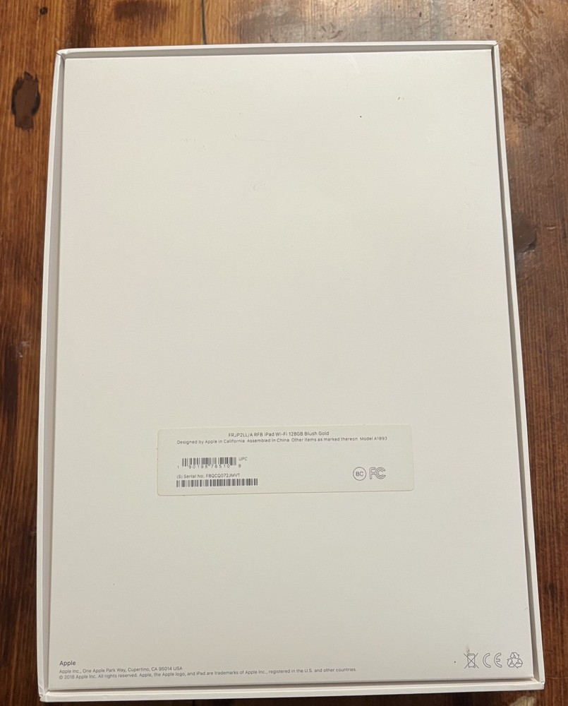 2018 Apple iPad A1893 - 128GB Blush Gold - EMPTY BOX ONLY