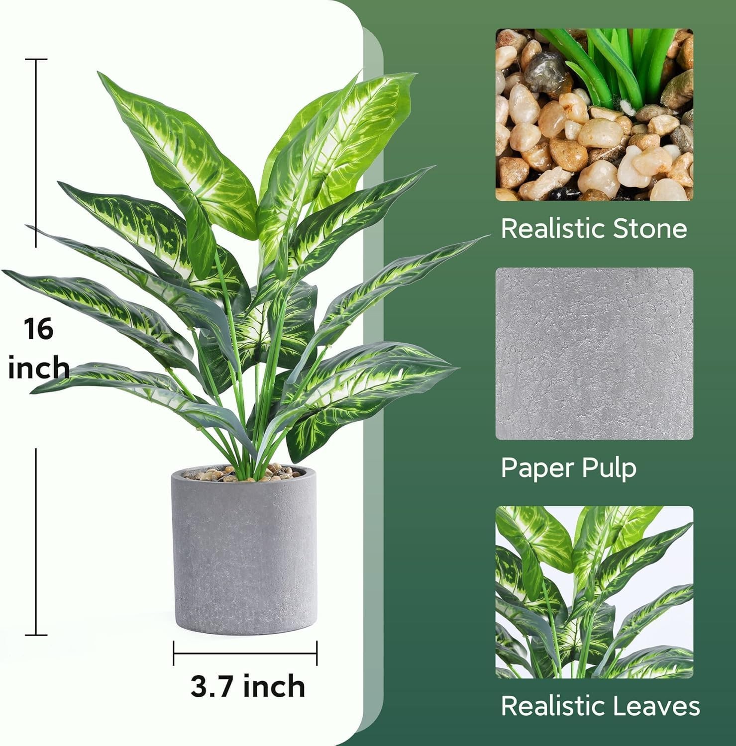 16" Small Fake Plants Artificial Tropical Faux Plants Indoor for Office Desk ...