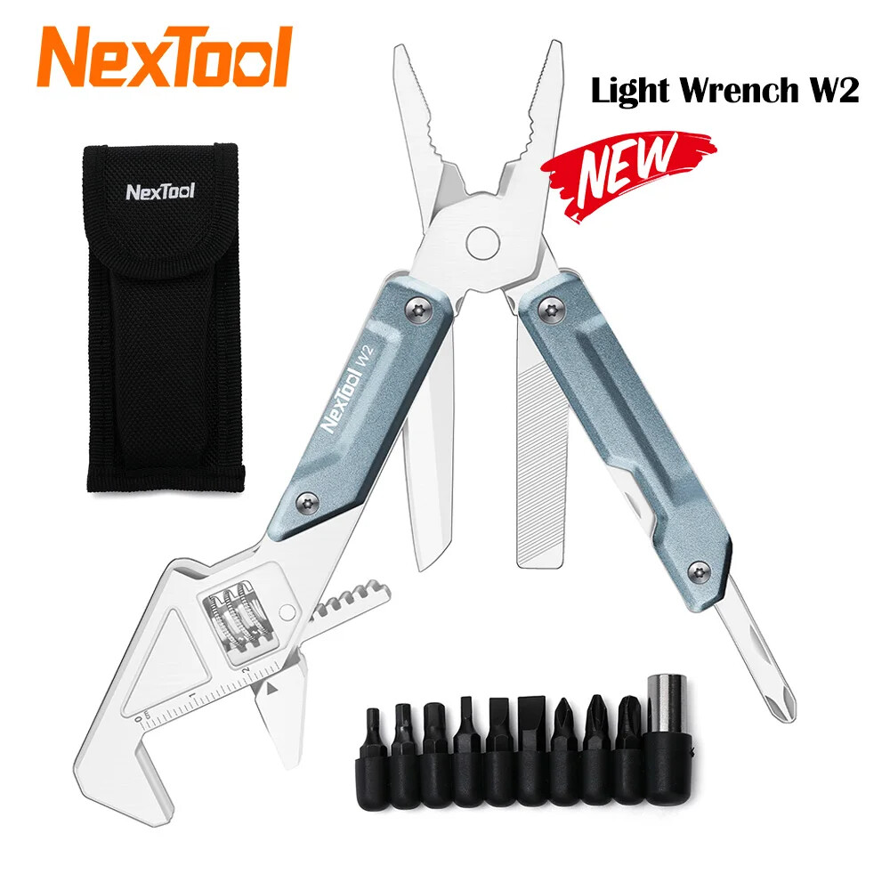 Light Wrench 8-in-1 Multitool Folding Adjustable Pliers Spanner Screwdriver EDC