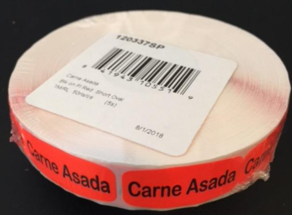 1000 each per roll Carne Asada Spanish LABELS STICKERS