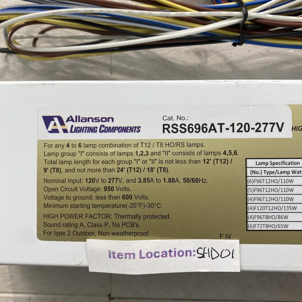 RSS696AT-120-277V Allanson RSS Sign Ballasts
