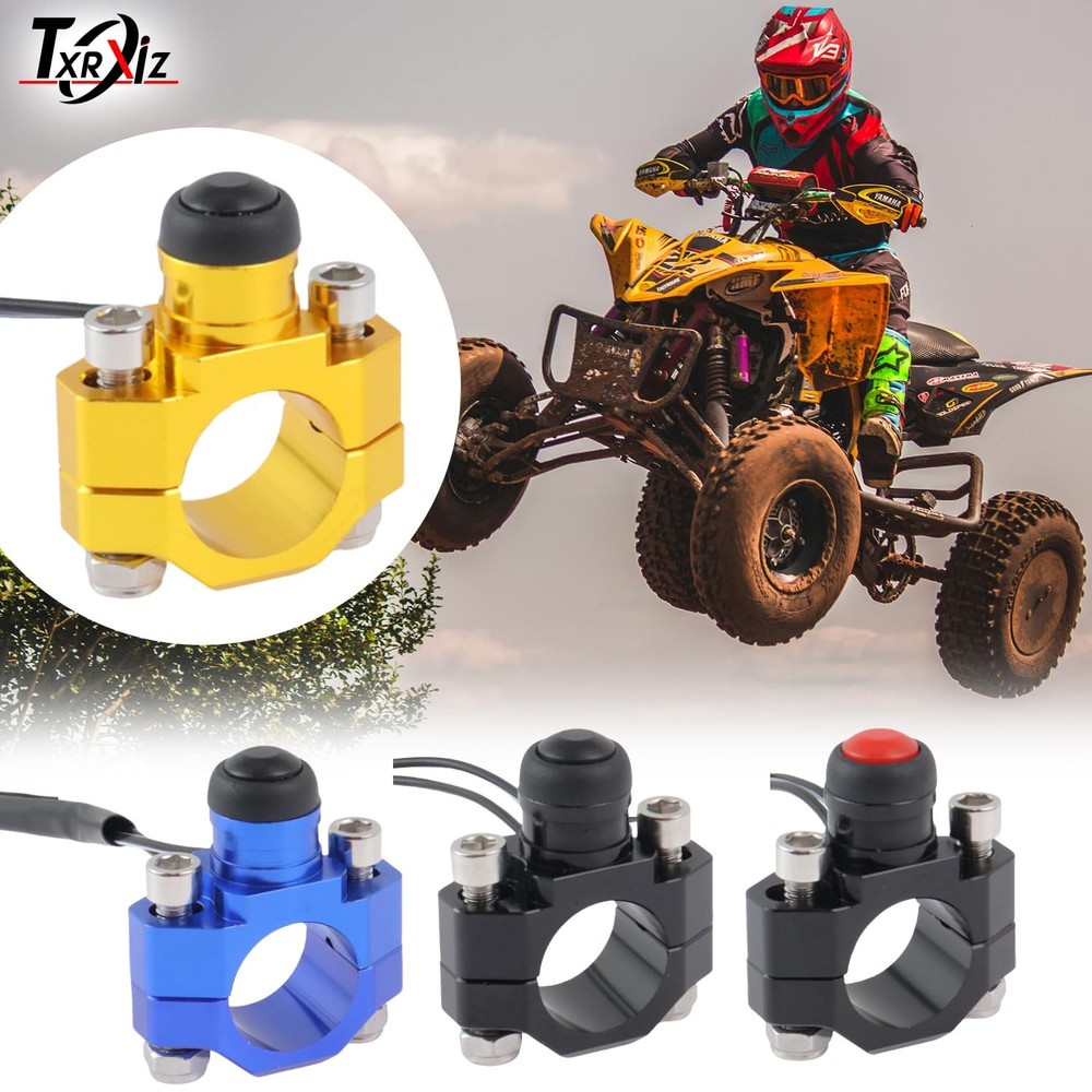 TXRXIZ Universal Motorcycle Engine Stop Start Kill Switch Gold(Black Button)