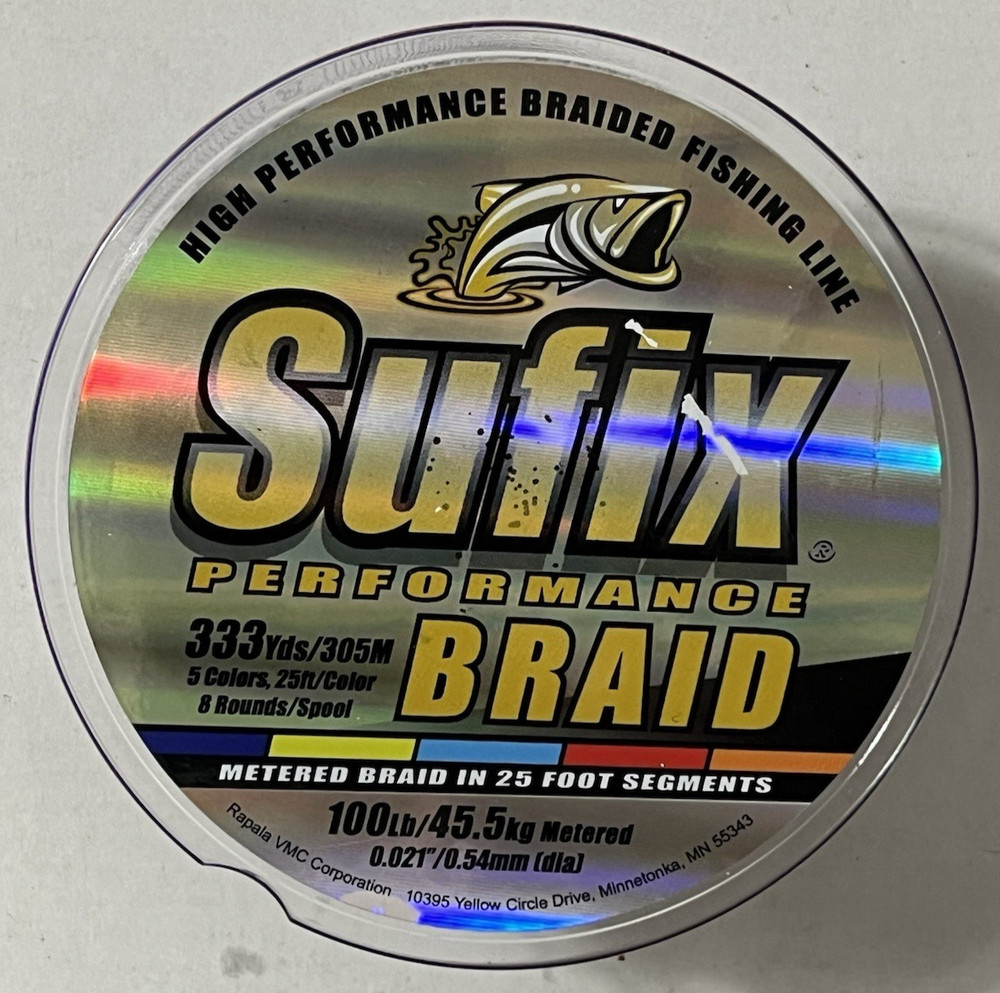 Sufix Performance Braid 100# 0.021" 333 Yds Metered Braid 25 foot Segments