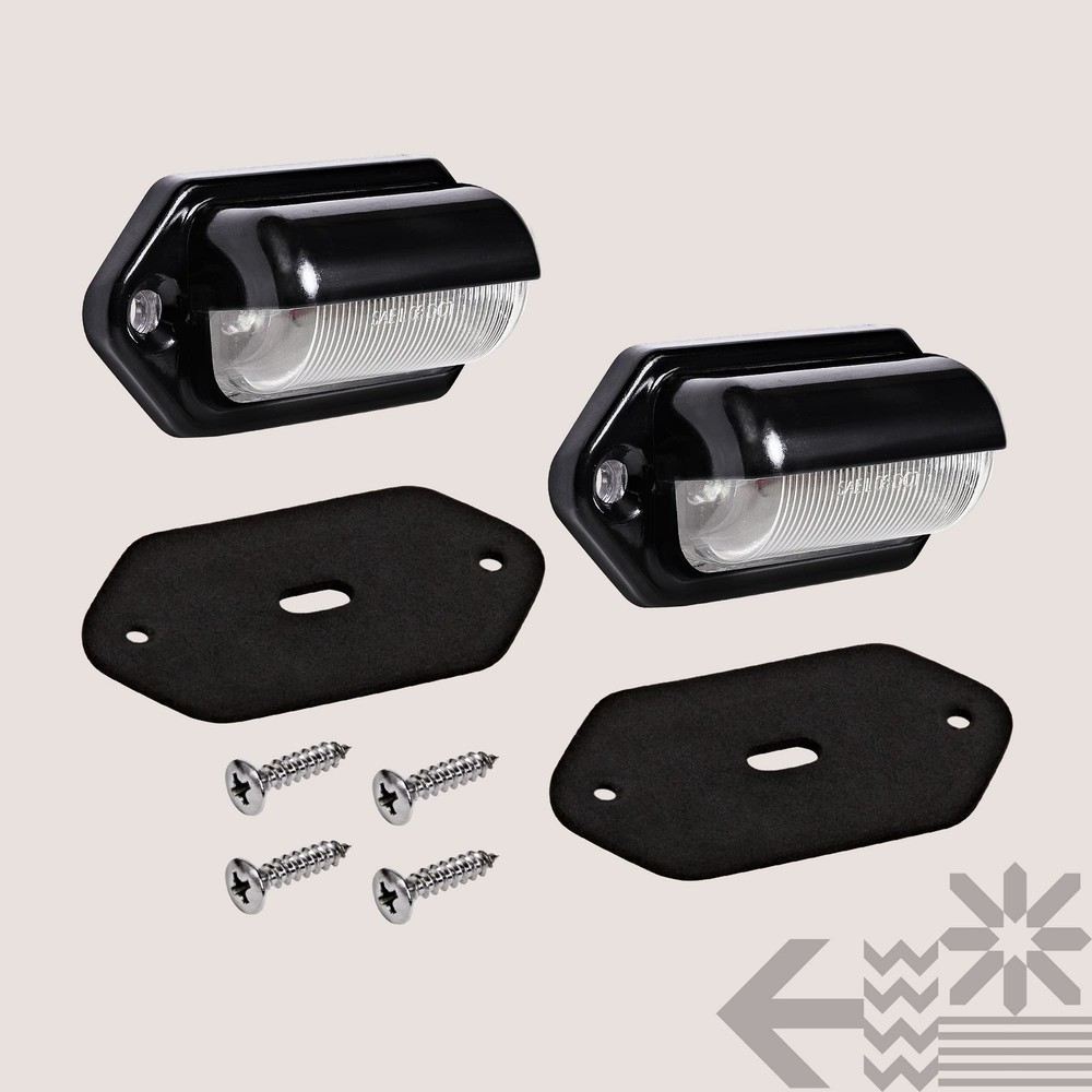 True Mods 2pc Black Boat Trailer LED License Plate Lights [DOT 2 Pack,