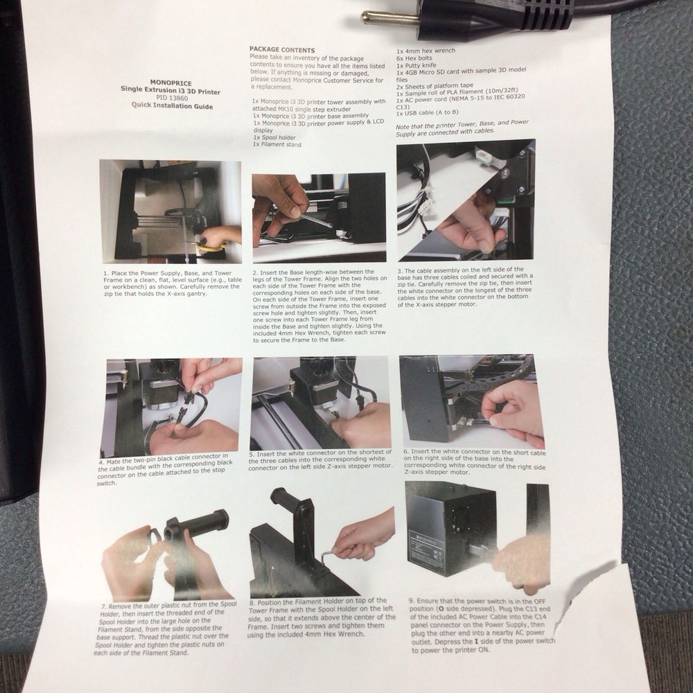 Monoprice Maker Select 3D Printer 13860 - Used Working