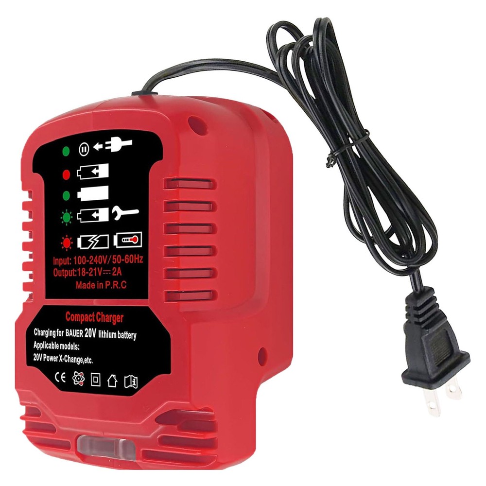 Mini Charging Station for Bauer 20V 2A Lithium Batteries with LED Indicator