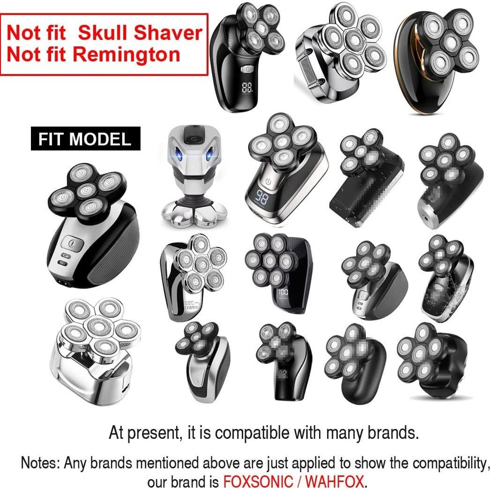 Universal 5-Blade Head Shaver Replacement - 2 PCS Electric Razor Heads for Beard
