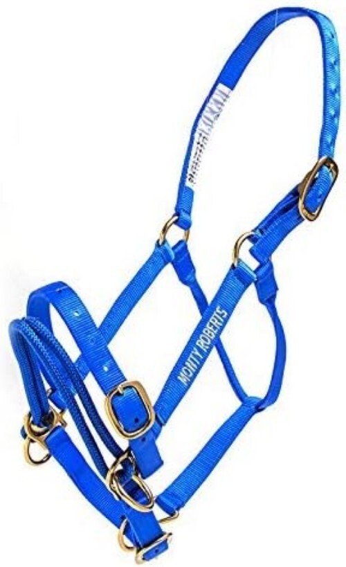 Durable Adjustable Dually Headcollar for Effective Horse Training - Large, Blue=