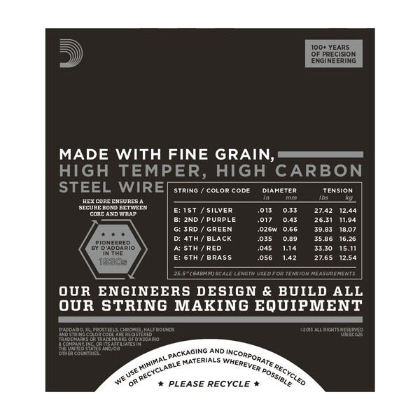 D'Addario ECG26 Chromes Flat Wound Electric Guitar Strings, Medium