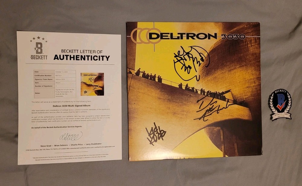 Deltron signed autographed x3 Deltron 3030 vinyl LP record Beckett BAS COA LOA
