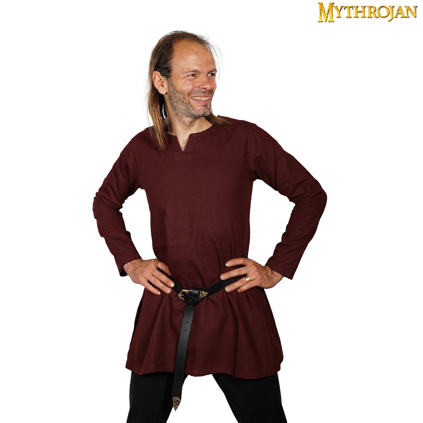 Viking Tunic Renaissance SCA Larp Cosplay Costume Medieval Inspired Shirt Brown