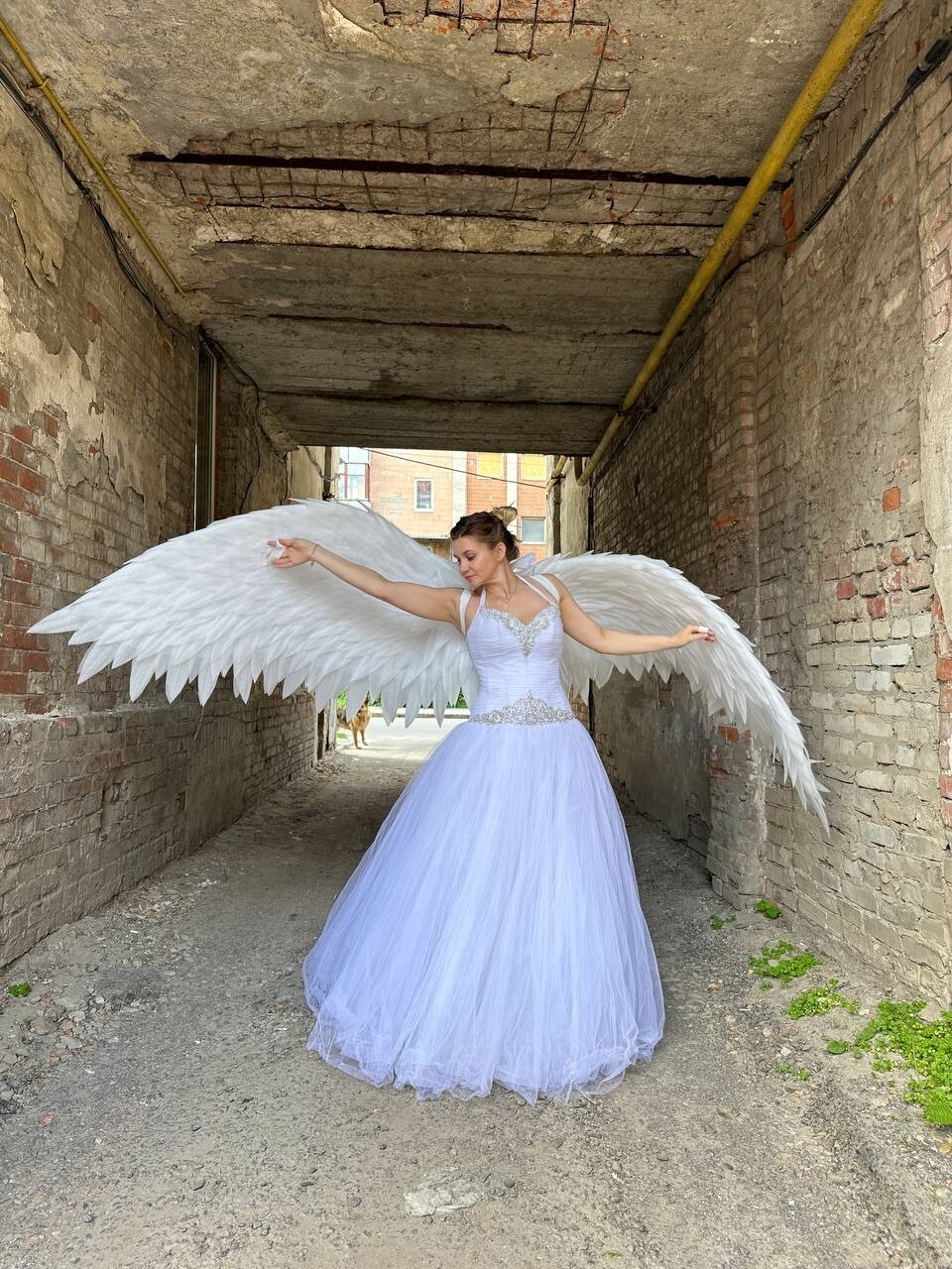 Big Dancing White Angel Movable Wings Cosplay Wedding Men Women Photo Props