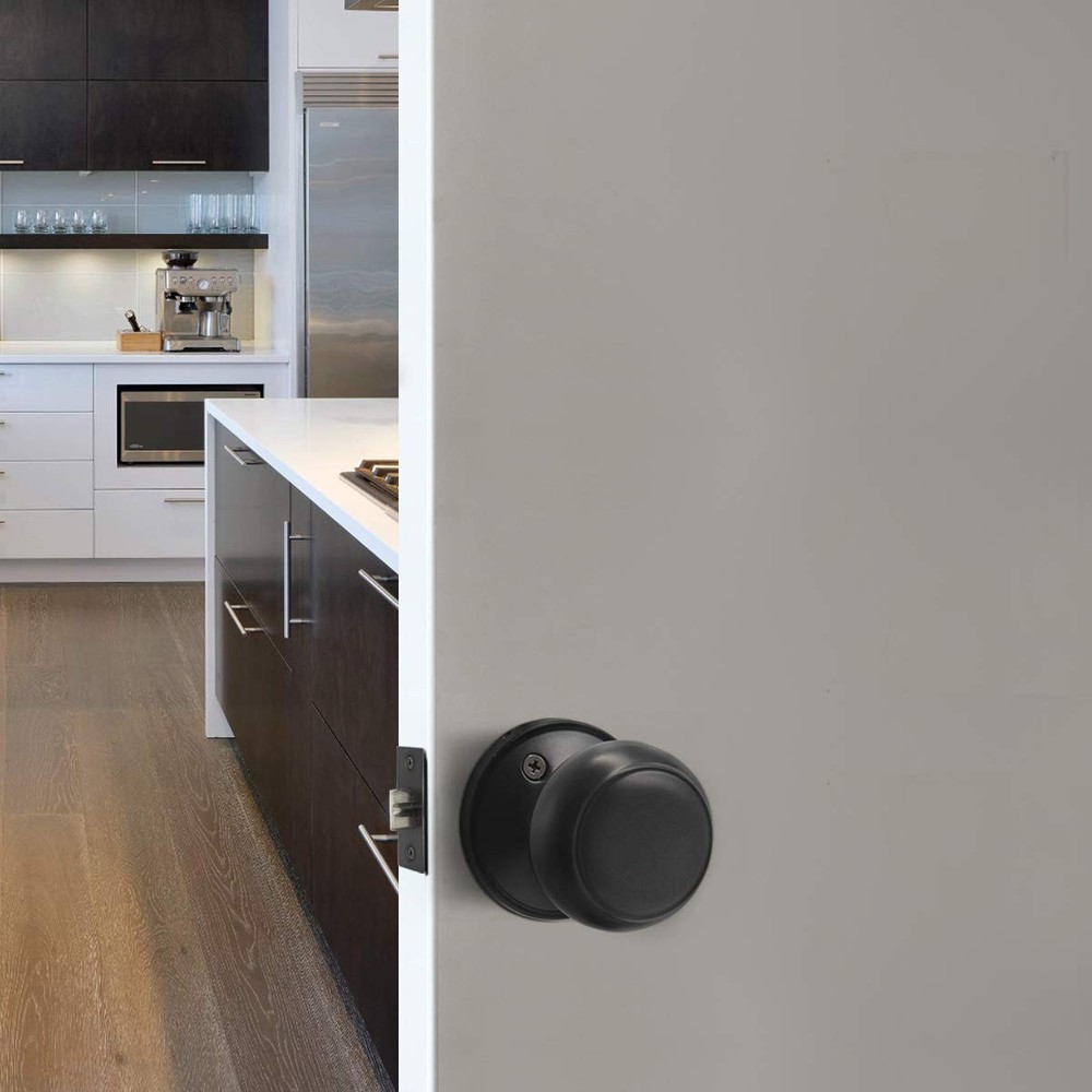Probrico (3 Pack Round Passage Door Knob(Non-Locking Knobs), 3 Pack, Black